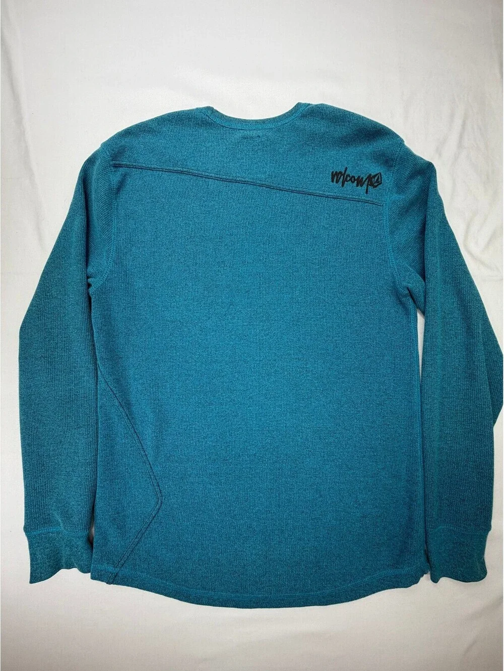 Volcom Men's Sweater Encore Marled Thermal Crew Neck Pullover Size Large Blue